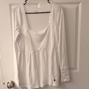 Hollister White Fitted Peplum Blouse